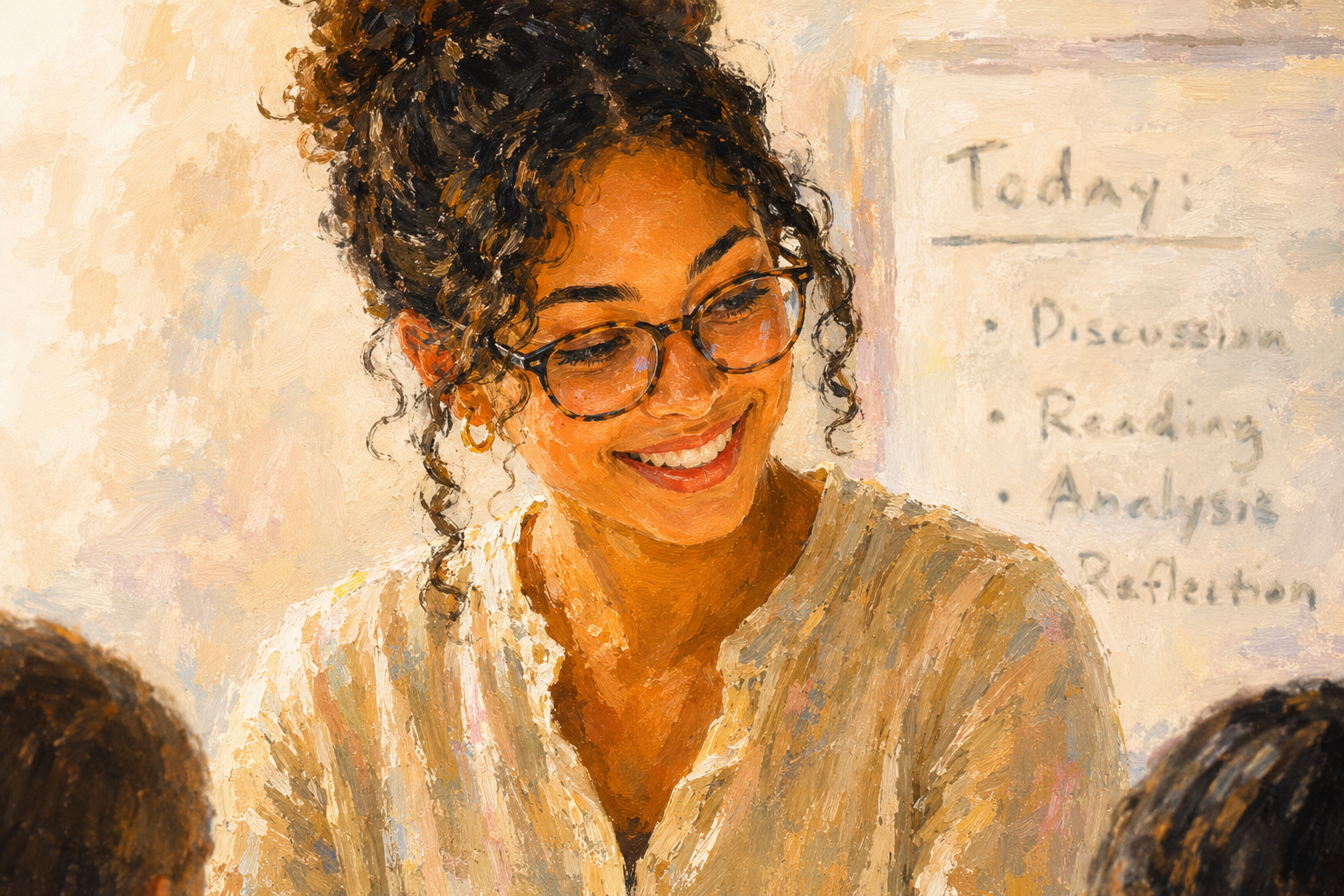 Teacher planning a lesson at a desk