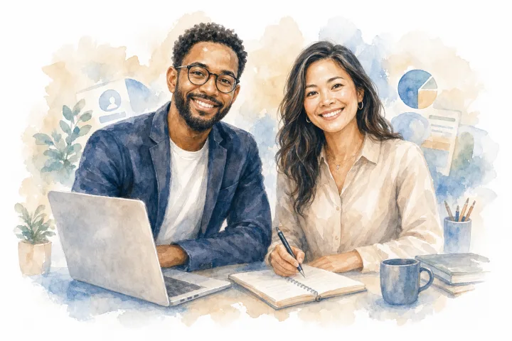 Watercolor illustration of the Brilliant Microschools support team