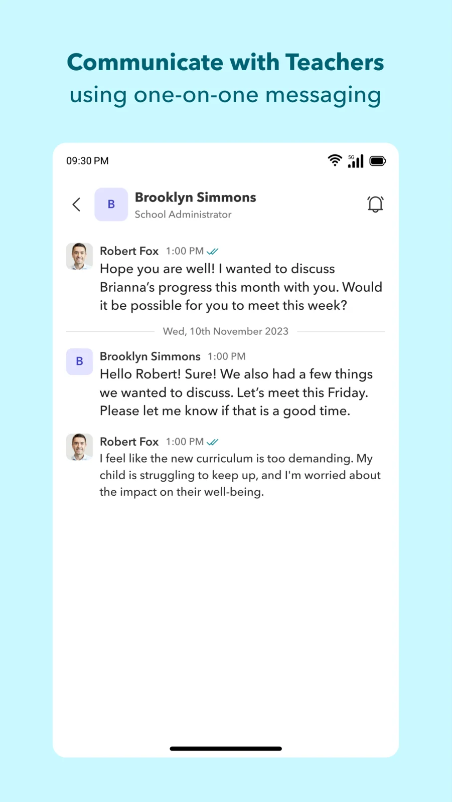 Toddle announcements and family messaging interface